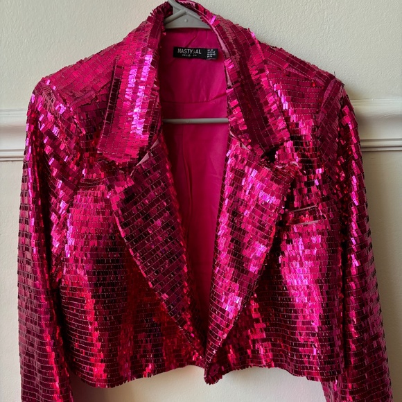 Nasty Gal Jackets & Blazers - Hot Pink Sequin Blazer